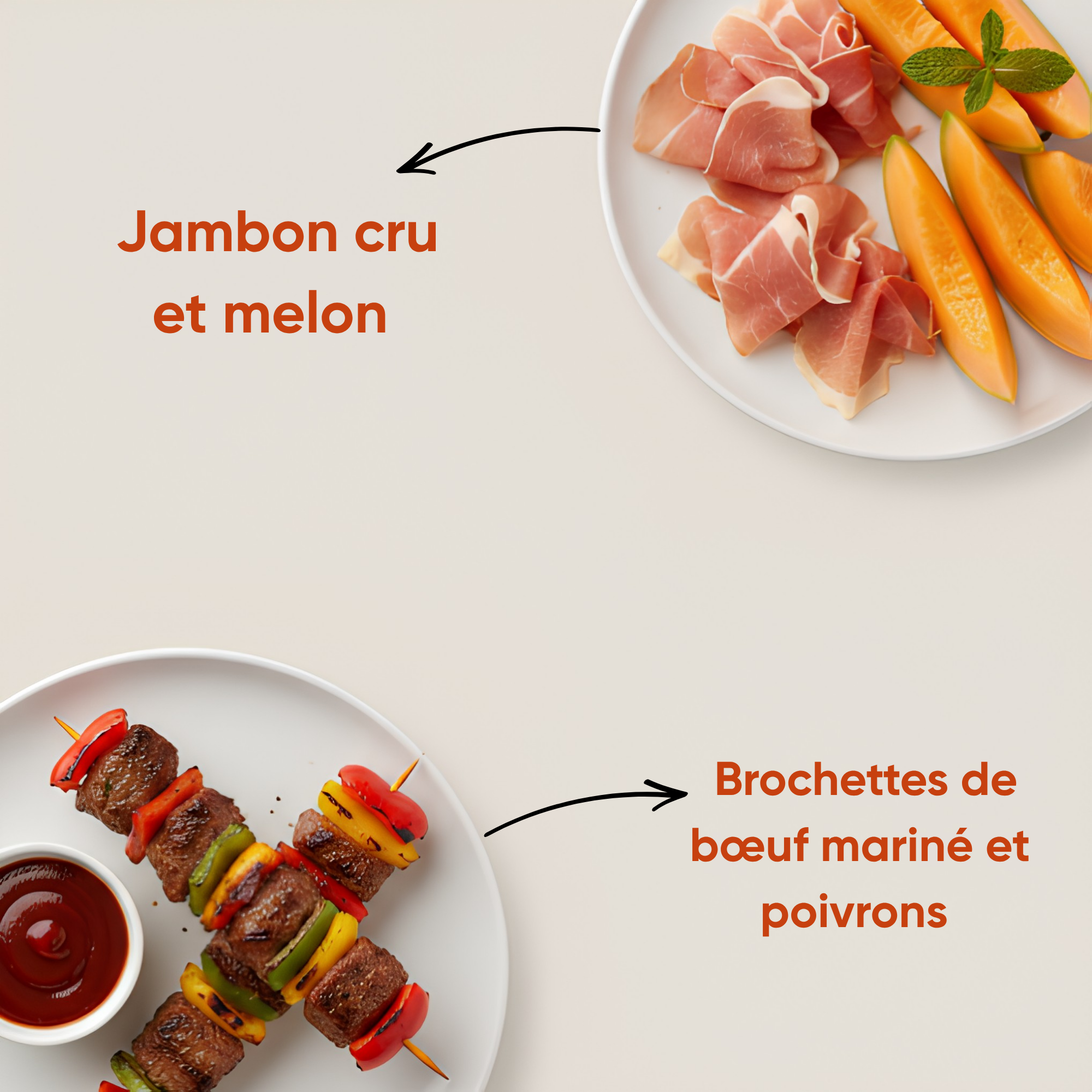 Brochette Boeuf Jambon Melon