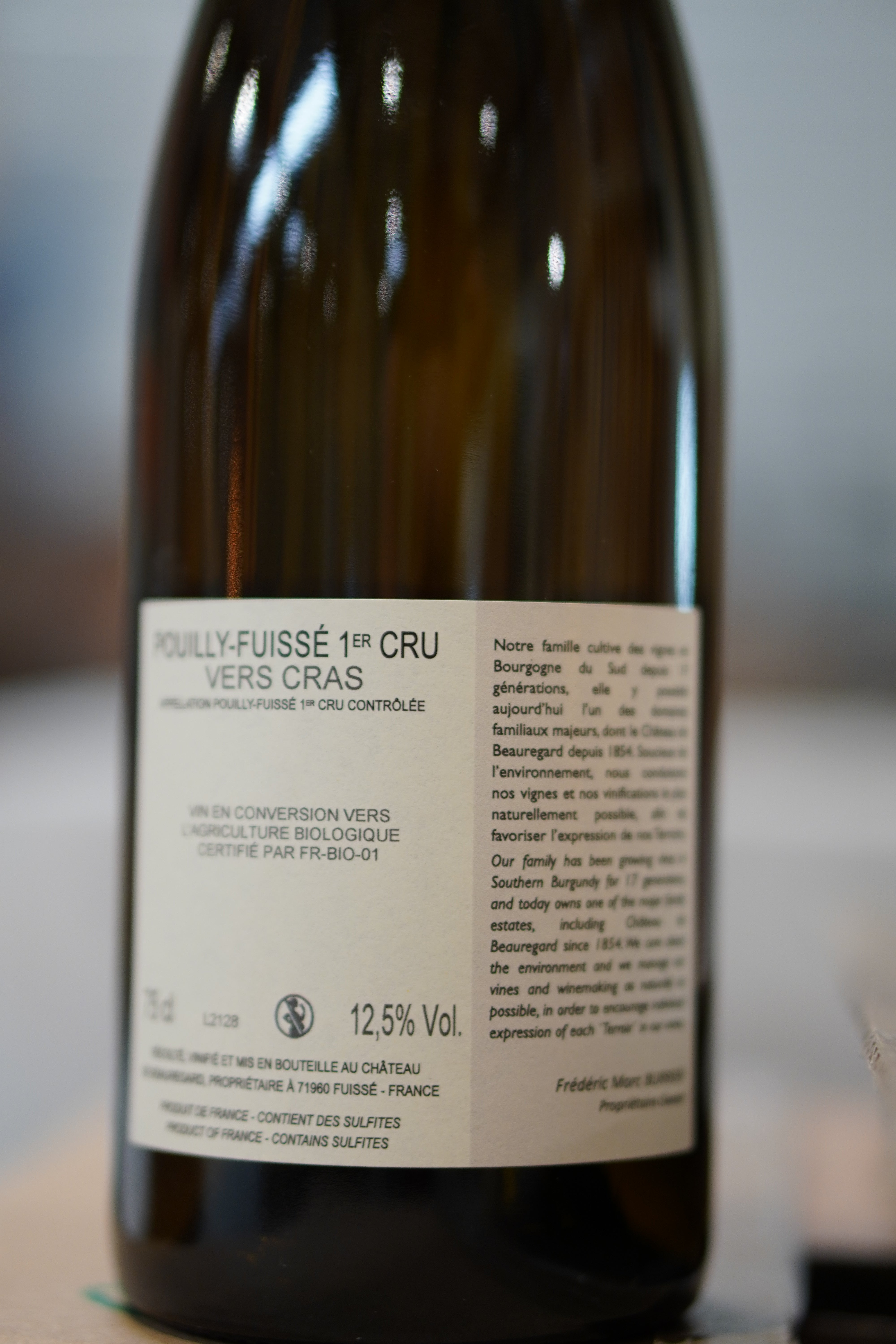 POUILLY FUISSE 1er CRU 2022 VERS CRAS CHÂTEAU DE BEAUREGARD